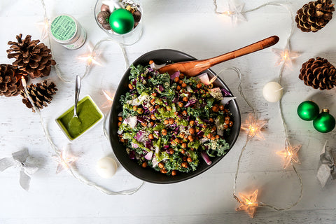 Matcha miso dressing on a winter kale salad
