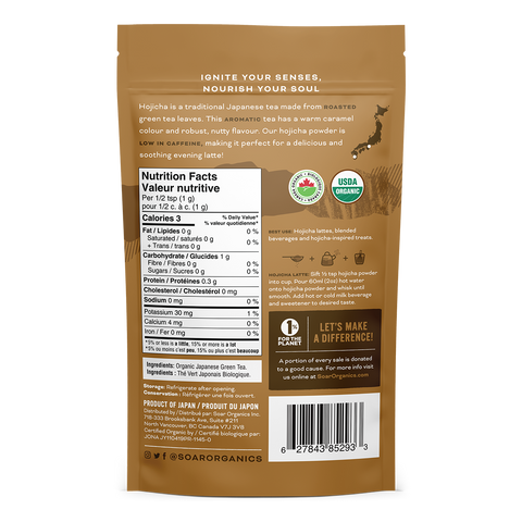 Soar Organics Hojicha Powder 100g Back