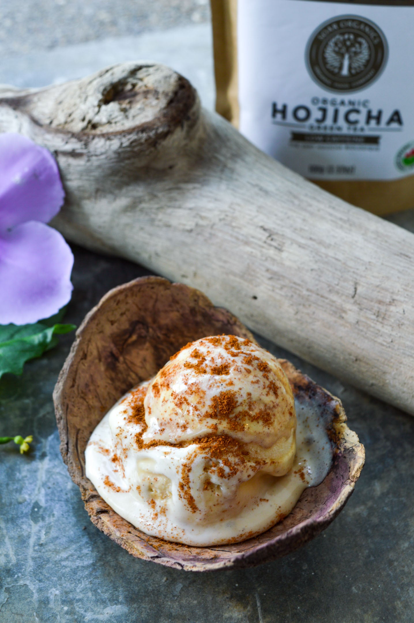 Salted Caramel Coconut Hojicha Ice Cream Recipe
