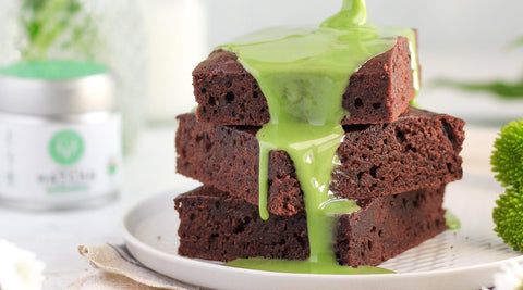Jazzmin's Vegan Matcha Glaze Chocolate Brownies