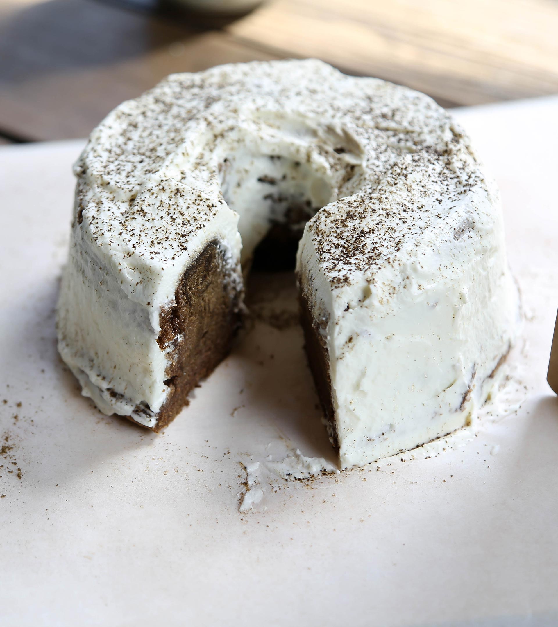 Hojicha Chiffon Cake with Cheese Foam Recipe